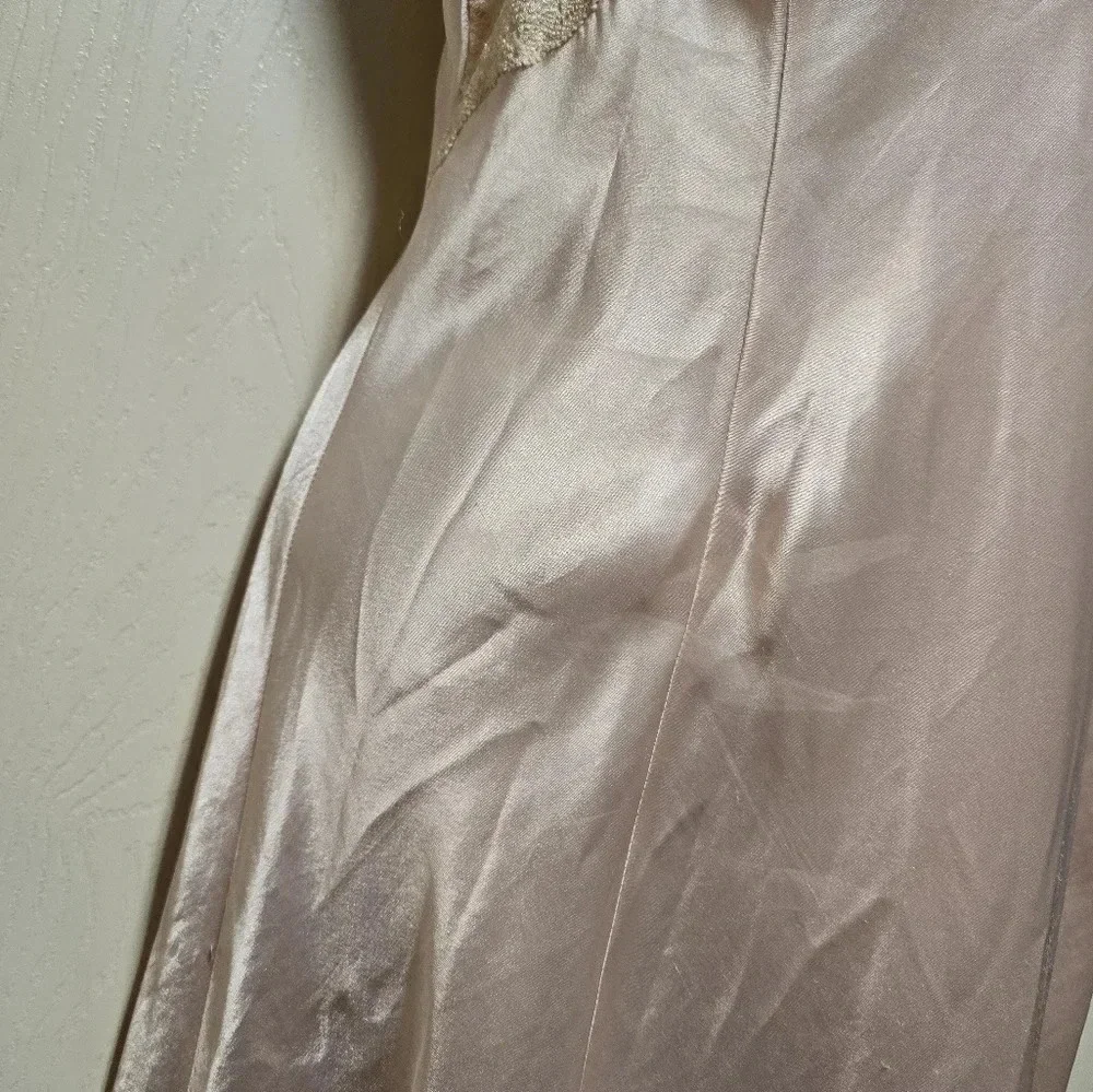 Vintage 90’s Victoria's Secret Blush Satin n Lace Front Split Ankle Gown Sz Med - Picture 9 of 17